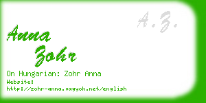 anna zohr business card